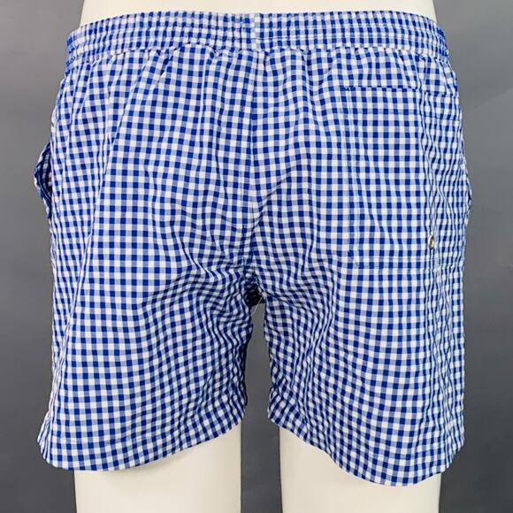ES COLLECTION Size 34 Blue White Gingham Polyamide Blend Swim Trunks - Picture 3 of 4